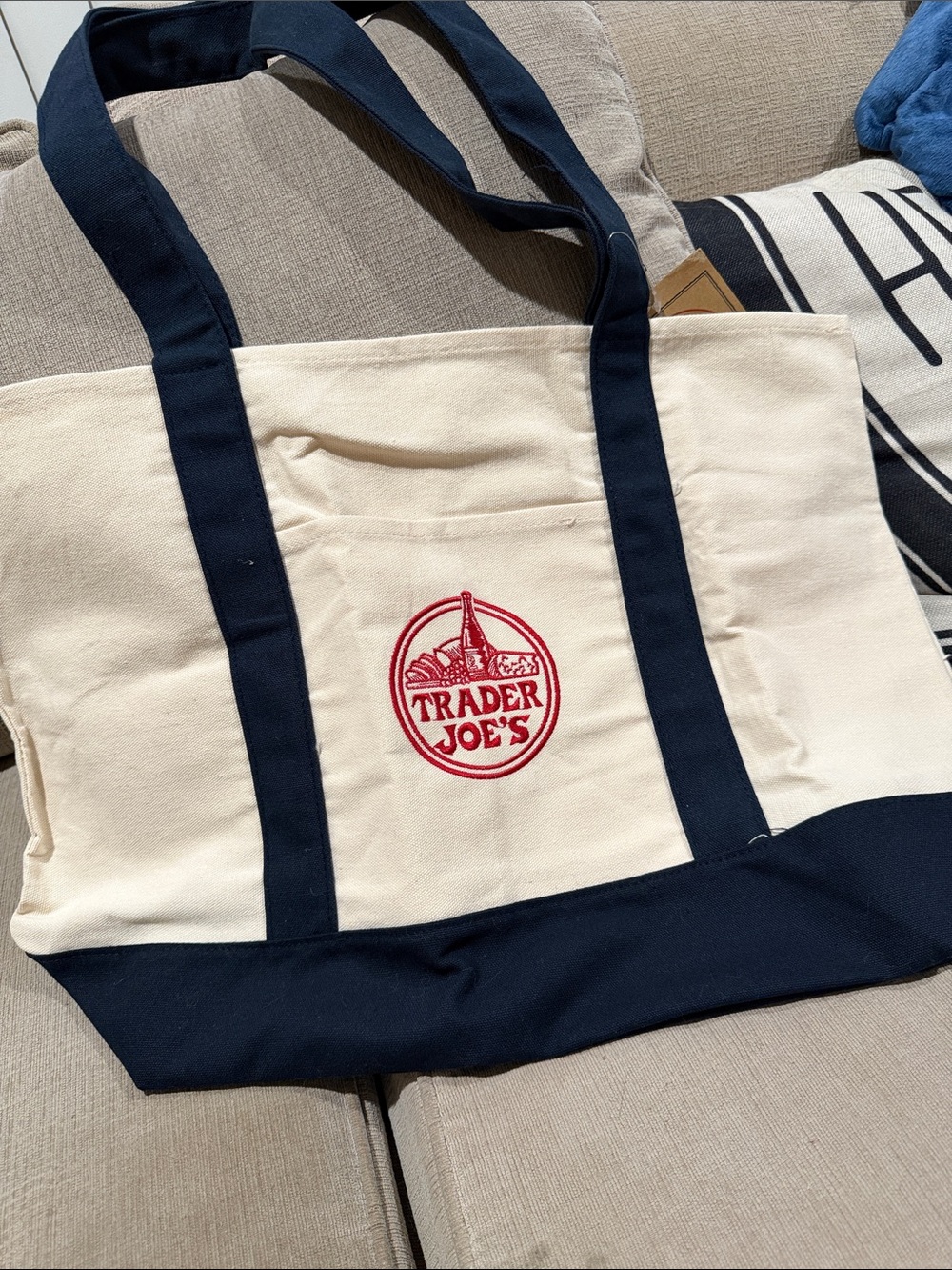 Black and Cream Canvas Tote Bag